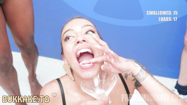 Premium Bukkake - 315 Whore Gets Mouth Bukkaked