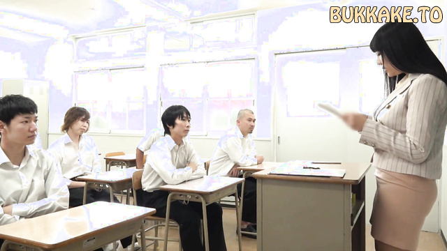 Hot Japanese Teacher Inaba Ruka Bukake Orgy in the Classroom