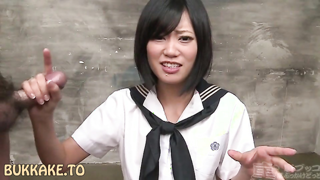 Sexy Japanese Schoolgirl Uta in a Hot Bukkake Orgy Uncensored