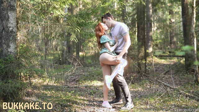 Horny Redhead Outdoors Gets Cum on Her Pretty Face After a Good Fuck