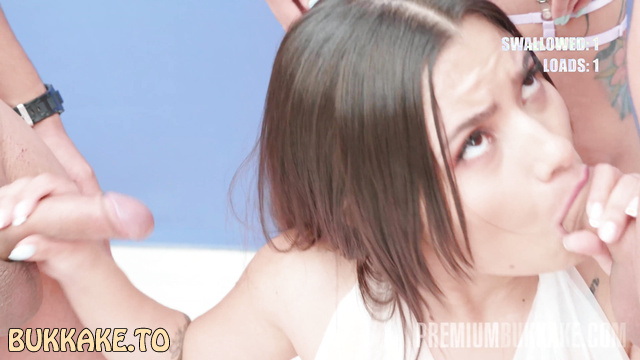 Premiumbukkake - Sofia Mayers Drinking Fresh Cum From Strangers