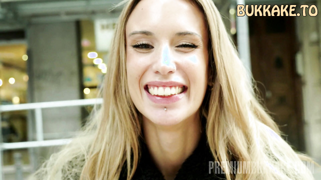Premium Bukkake - Mellany Lapiedra Swallowing Bottle Of Juicy Cum On Interview