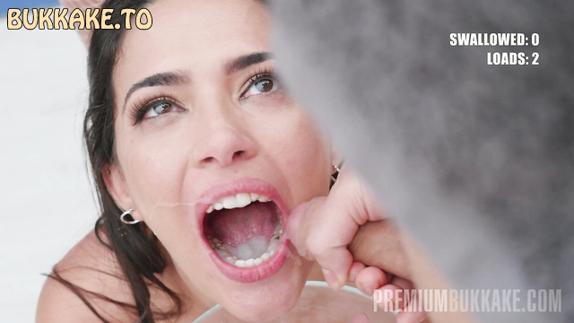 Premium Bukkake - Nuria Millan in Black Lingerie Gets Covered in a Tons Of Cum Loads