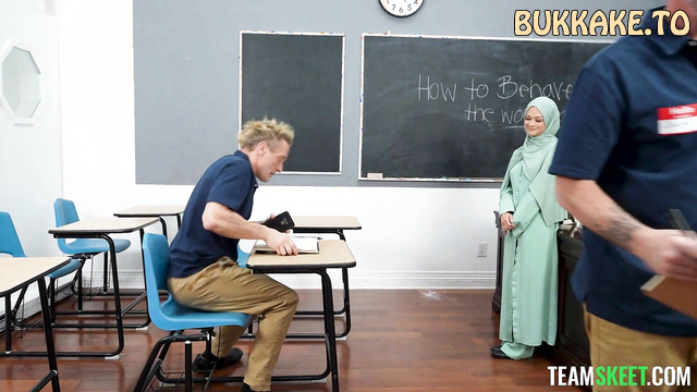 Teacher In Hijab Kiki Cali Can Not Resist Sucking Her Strong Student's Cock